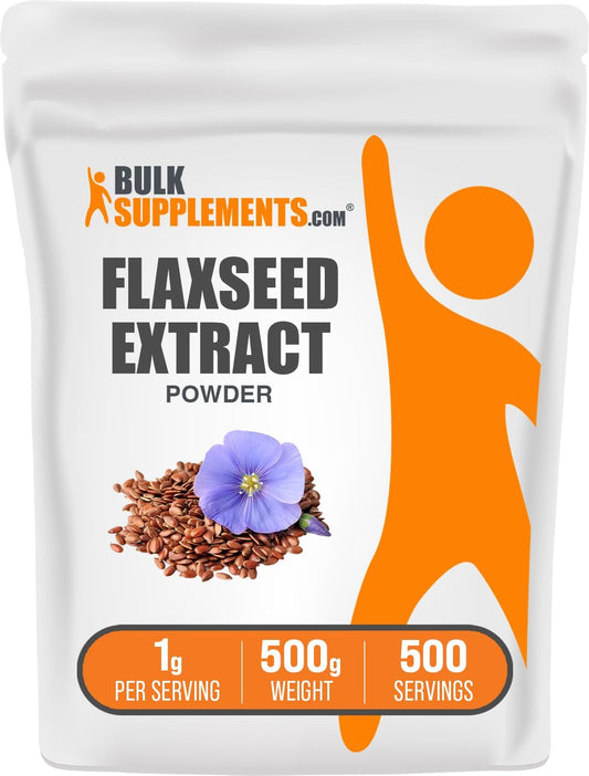 Ground Flaxseed Extract Powder - Omega 3 Supplement, Gluten Free, 1000mg per Serving - 500g (1.1 lbs)