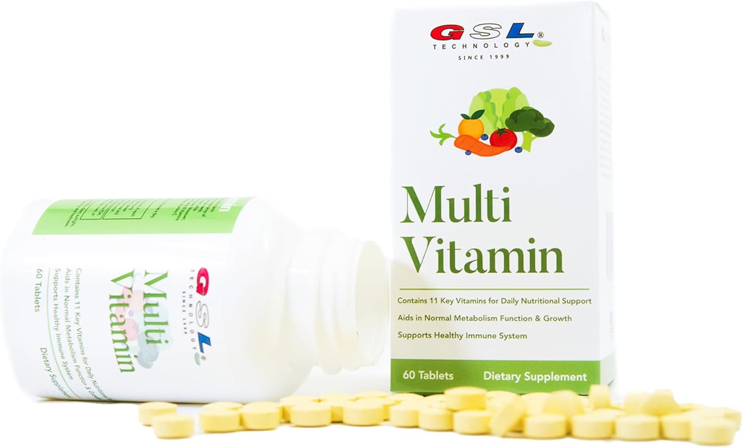 GSL Technology Multi-Vitamin 3 Pack - 180 Tablets, 11 Key Vitamins for Daily Nutritional Support, Made in USA for Overall Well-Being