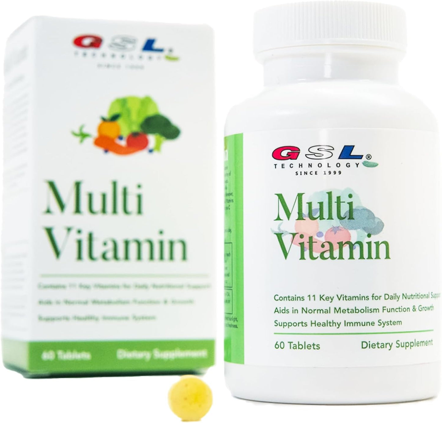 GSL Technology Multi-Vitamin 3 Pack - 180 Tablets, 11 Key Vitamins for Daily Nutritional Support, Made in USA for Overall Well-Being