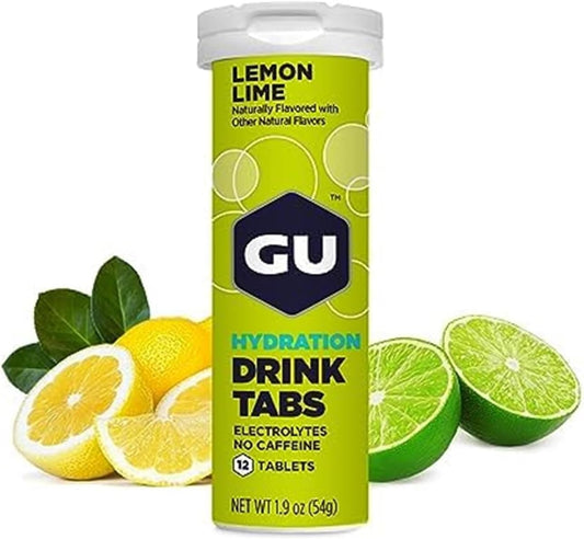 GU Energy Hydration Electrolyte Drink Tablets, Vegan & Gluten Free, Caffeine Free - Lemon Lime Flavor, 96 Servings for Endurance Sports