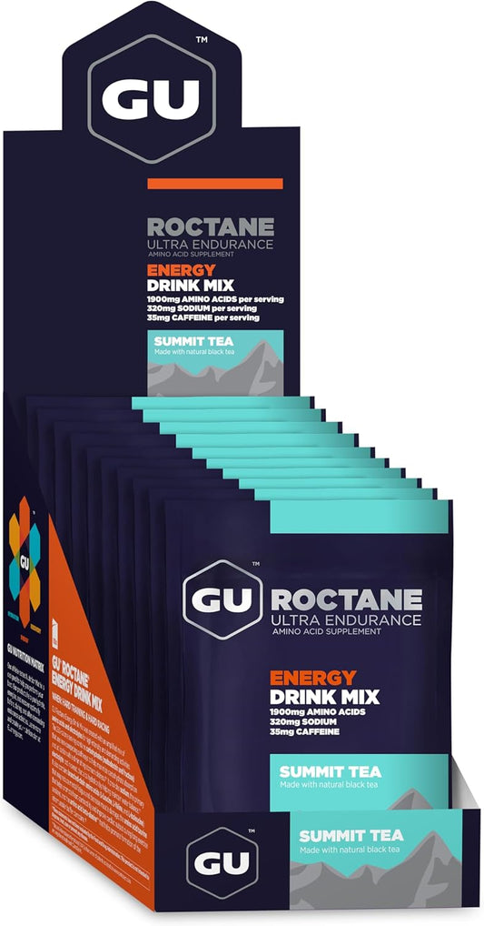 GU Energy Roctane Ultra Endurance Summit Tea Drink Mix - Vegan, Gluten-Free, Dairy-Free, Kosher - 10 Single-Serving Packets for On-the-Go Energy Boost