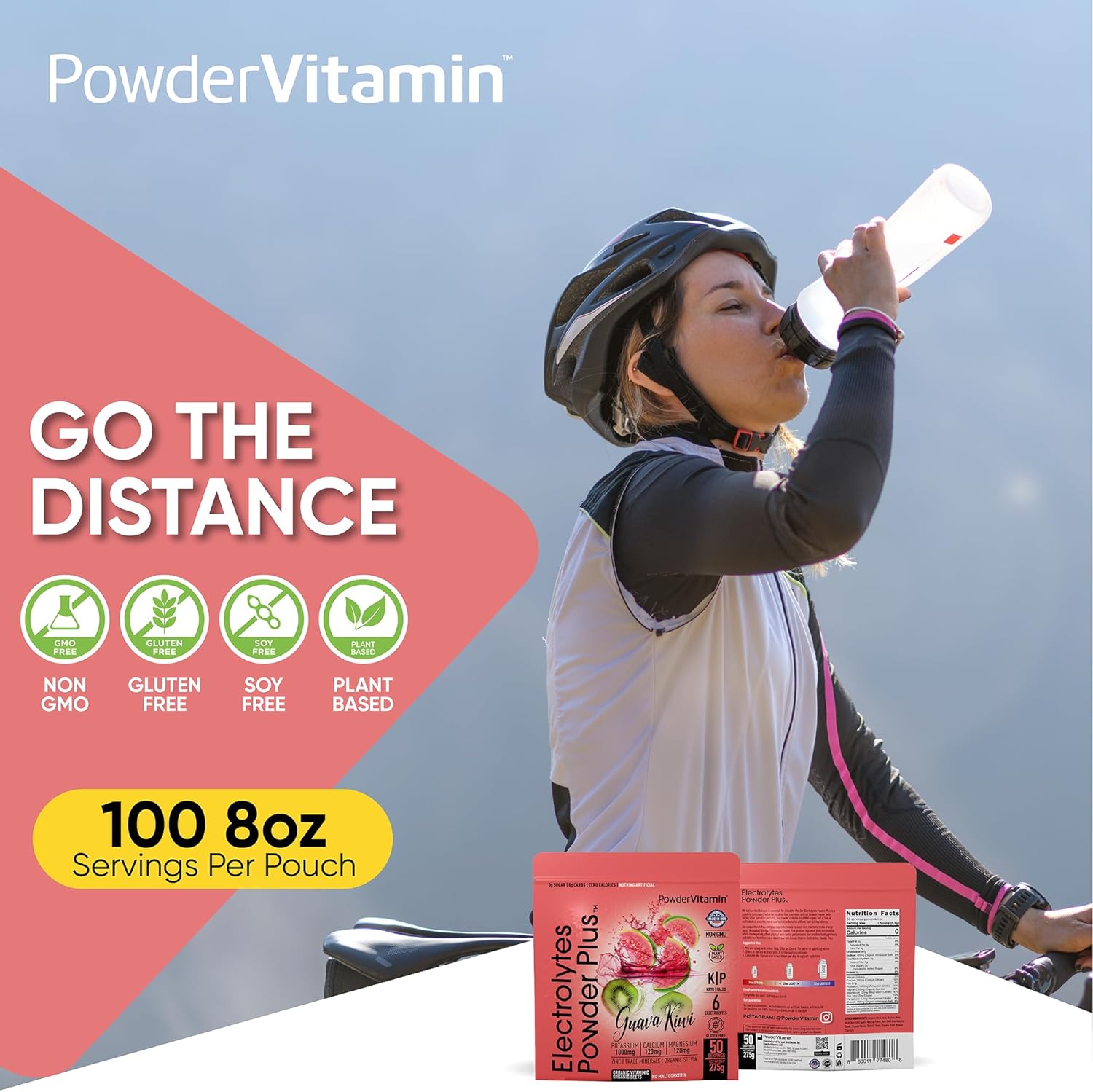 Guava Kiwi Electrolyte Powder with 50 Servings, Zero Calorie Keto Formula - 1000mg Potassium, 120mg Calcium, 120mg Magnesium for Hydration