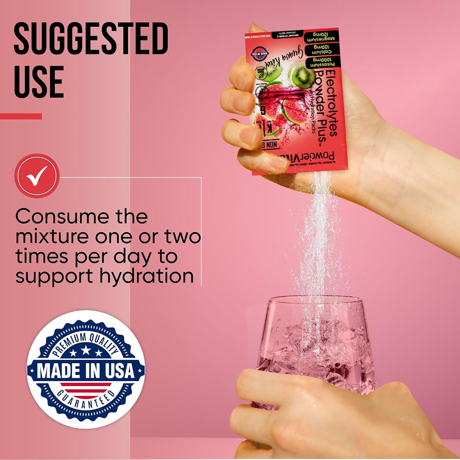 Guava Kiwi Electrolyte Powder with Potassium, Calcium, Magnesium - Keto Friendly, Non-GMO, Zero Calories - 30 Packets