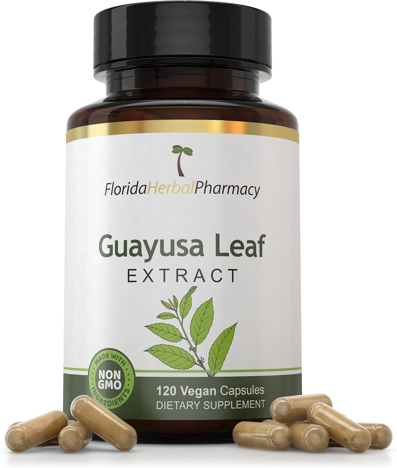 Guayusa Leaf Extract Capsules 10:1 - 120 Capsules, 500mg Each - 1000mg Serving - Florida Herbal Pharmacy