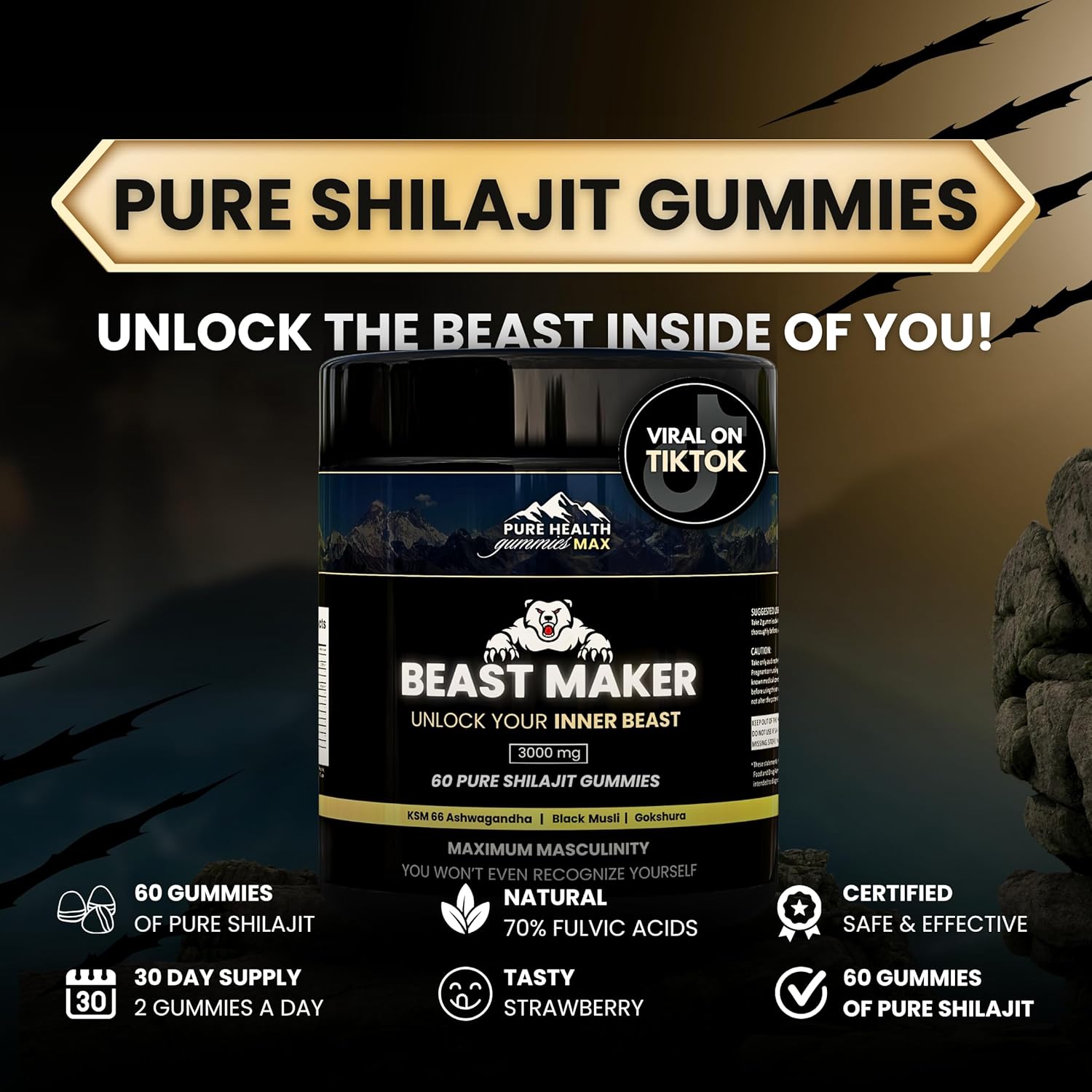 Gummies with Heightener and Pure Shilajit for Enhanced Wellness