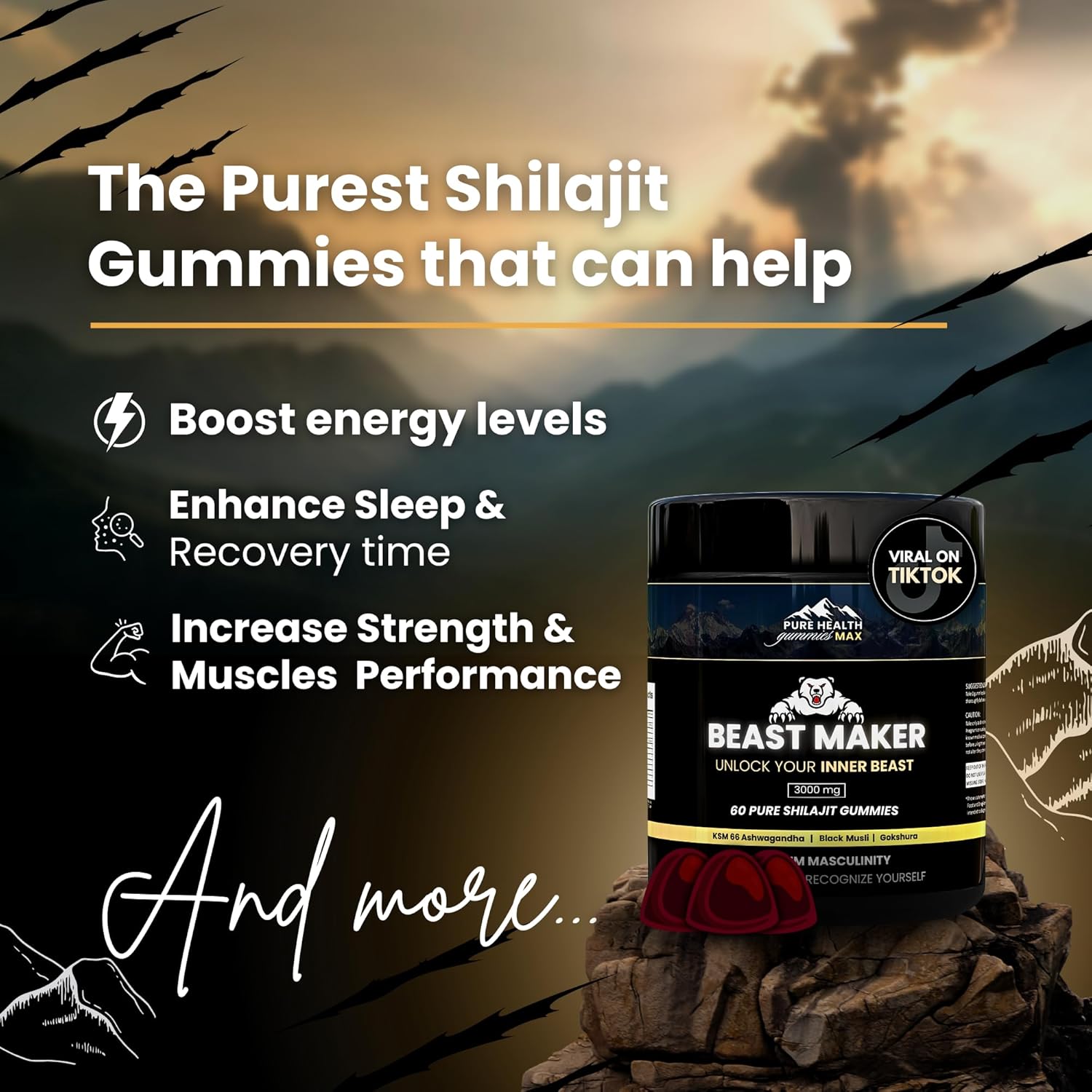 Gummies with Heightener and Pure Shilajit for Enhanced Wellness