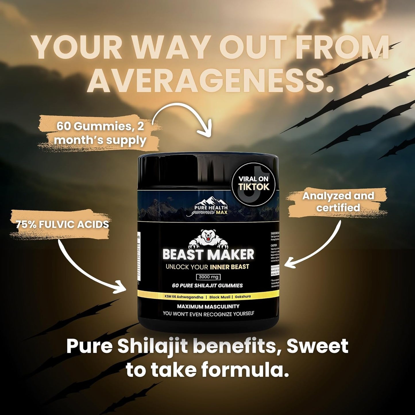 Gummies with Heightener and Pure Shilajit for Enhanced Wellness