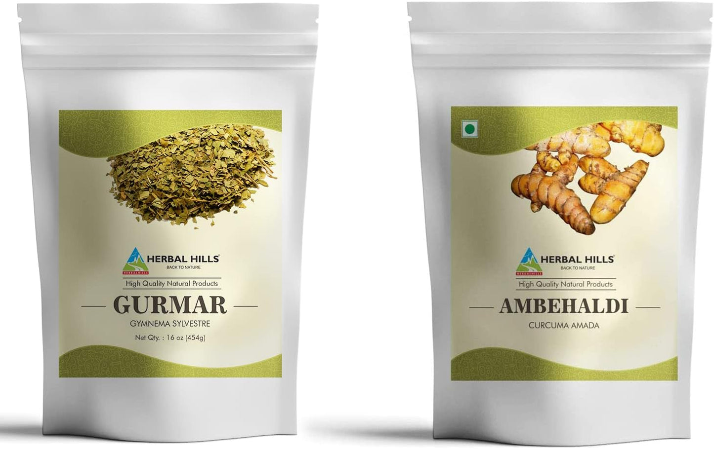 Gurmar and Ambehaldi Powder Combo Pack - 16 oz Each | Herbal Hills | Promotes Healthy Living