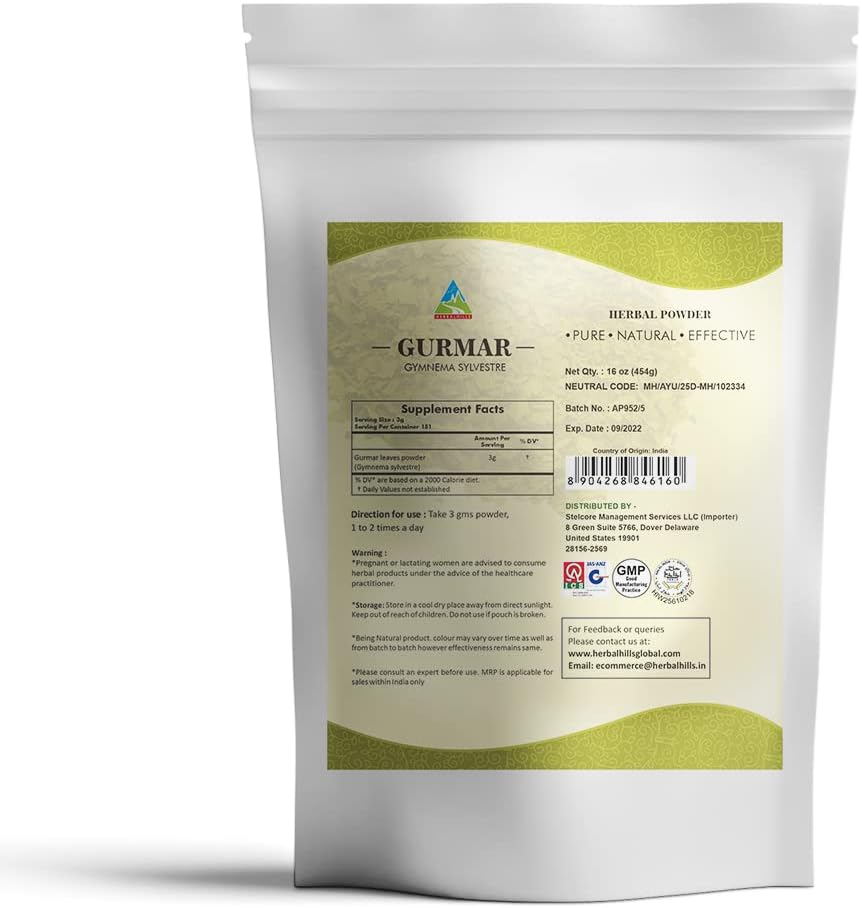 Gurmar and Ambehaldi Powder Combo Pack - 16 oz Each | Herbal Hills | Promotes Healthy Living