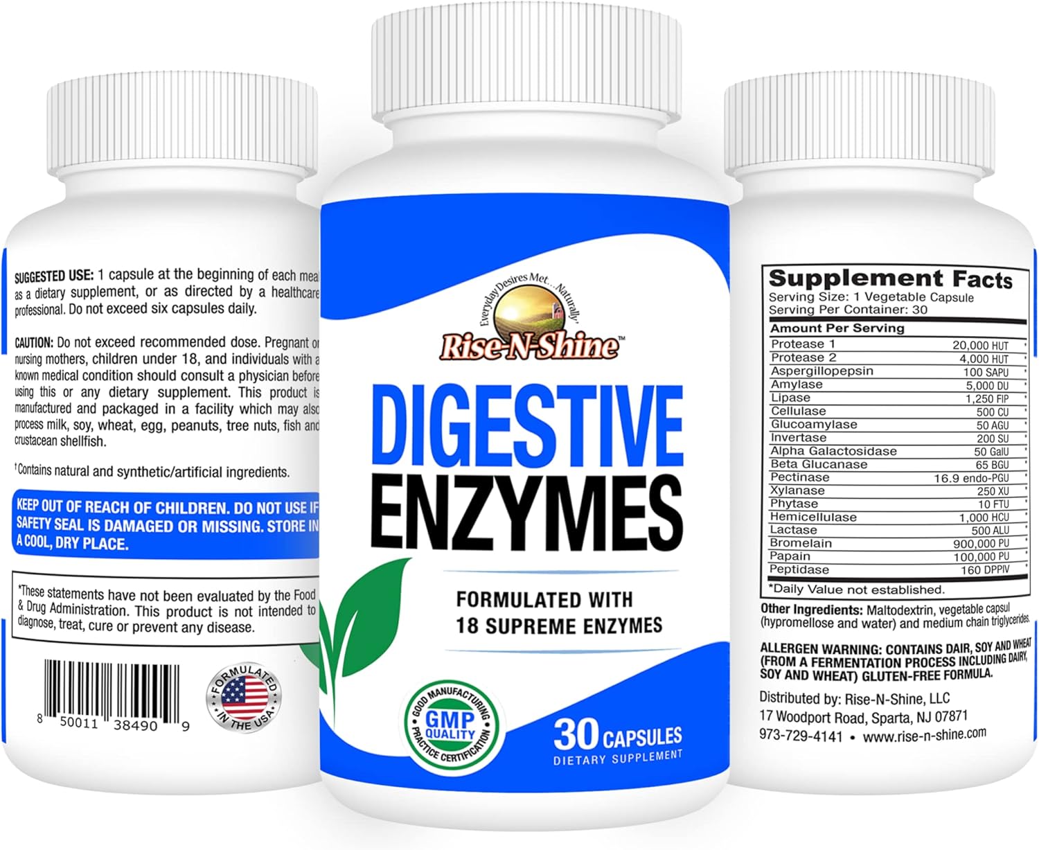 Gut Health Supplement for Women & Men - Digestive Enzymes with Probiotics, Bromelain, Lipase, Papain, Lactase - 30 Capsules