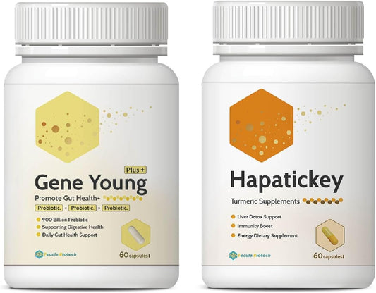 Gut Health Synbiotic with Turmeric Curcumin Supplement Combo Pack - 30 Capsules & 60 Capsules