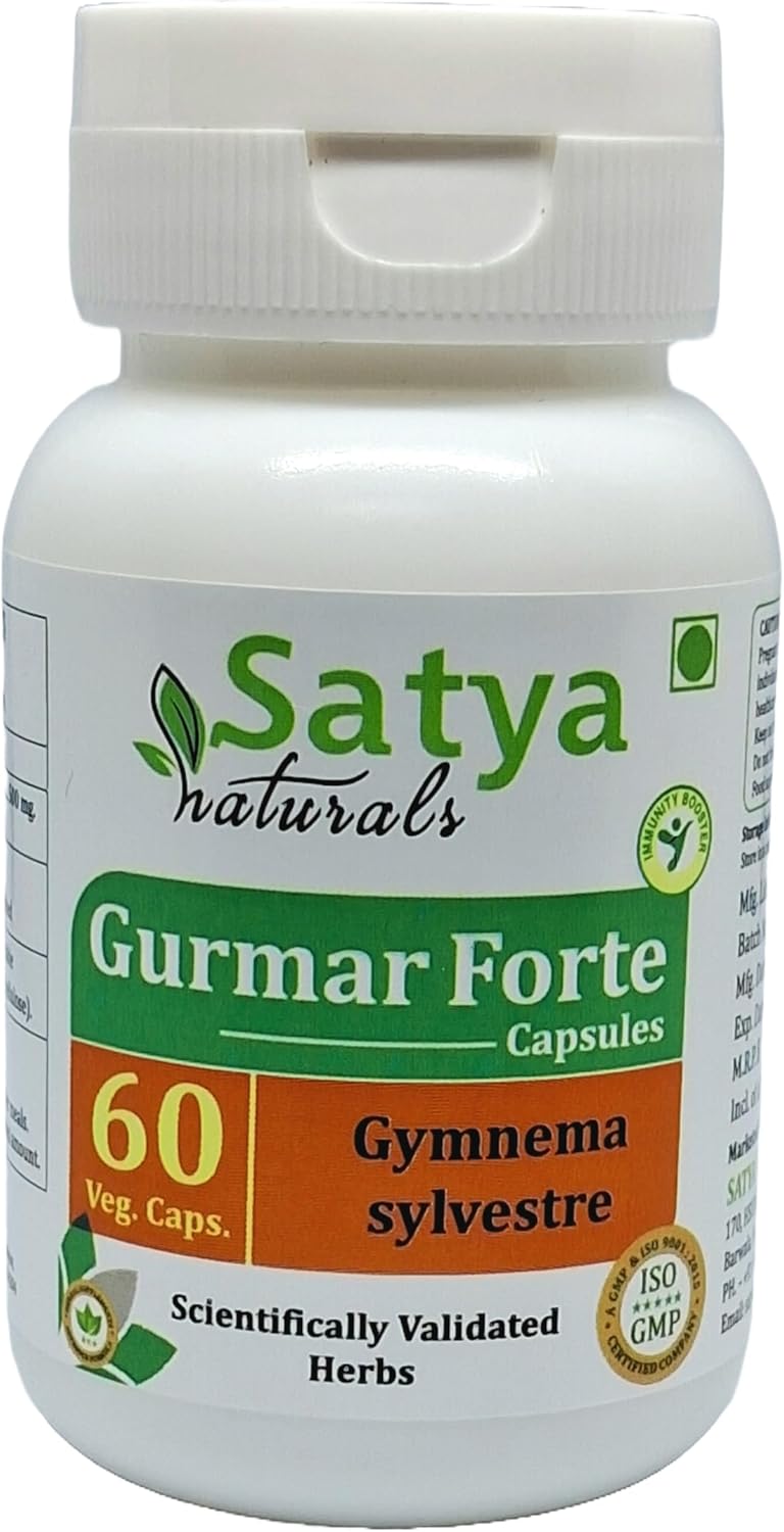 Gymnema Sylvestre Extract Capsules 500mg | Ayurvedic Herbal Supplement for Men and Women | Satya Naturals Gurmar Forte (60 Veg Capsules)