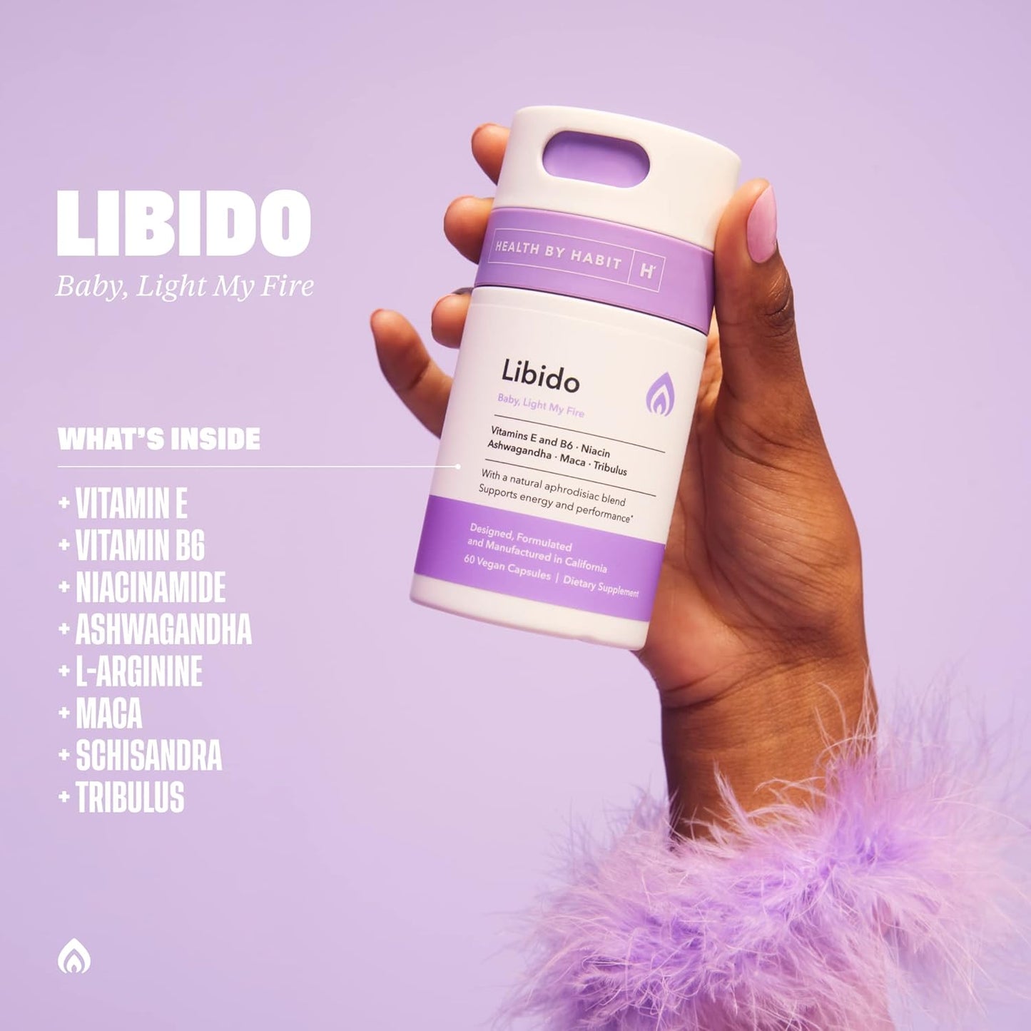 H' Habit Health Libido Blend 2 Pack - Natural Aphrodisiac with Maca & Ashwagandha, 60 Capsules, Vegan & Non-GMO