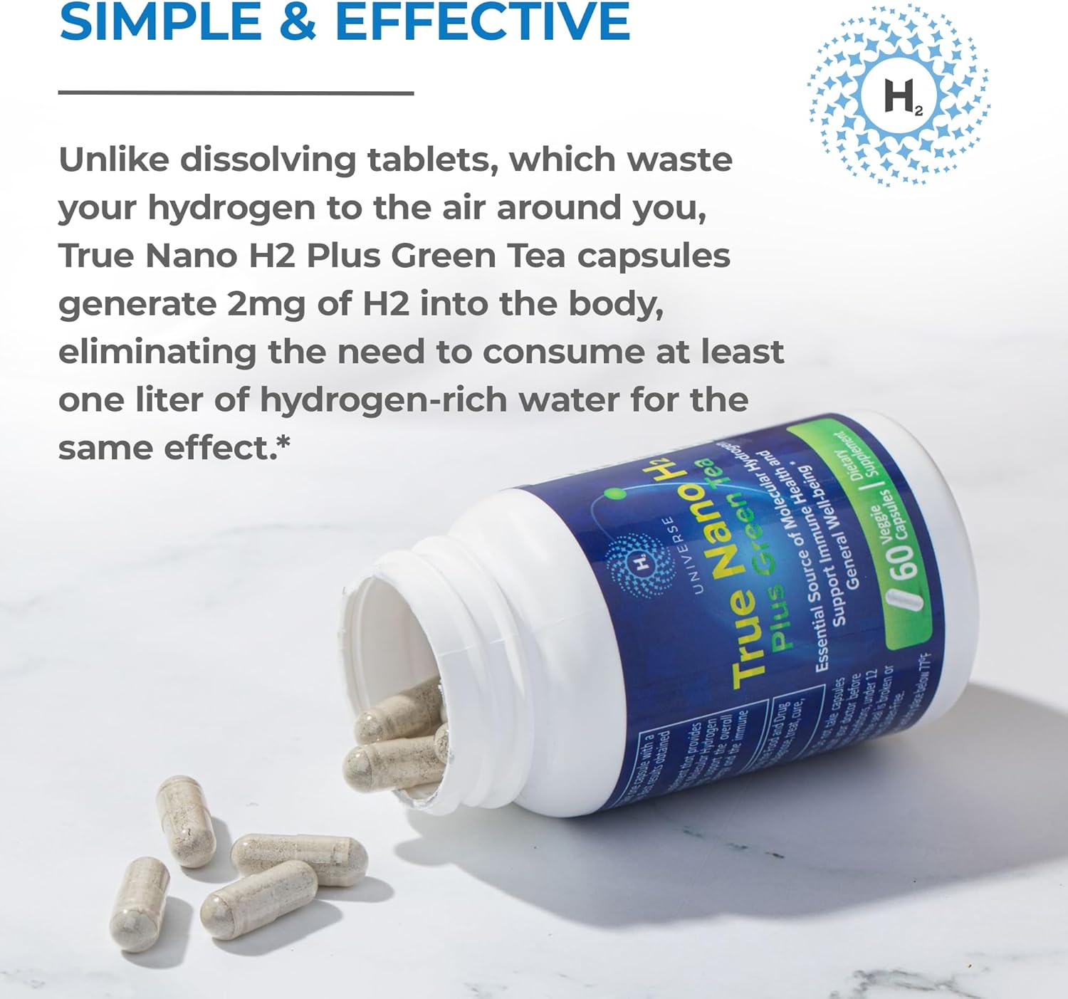 H2 Universe True Nano H2 with Green Tea Capsules - Boost Energy & Antioxidants