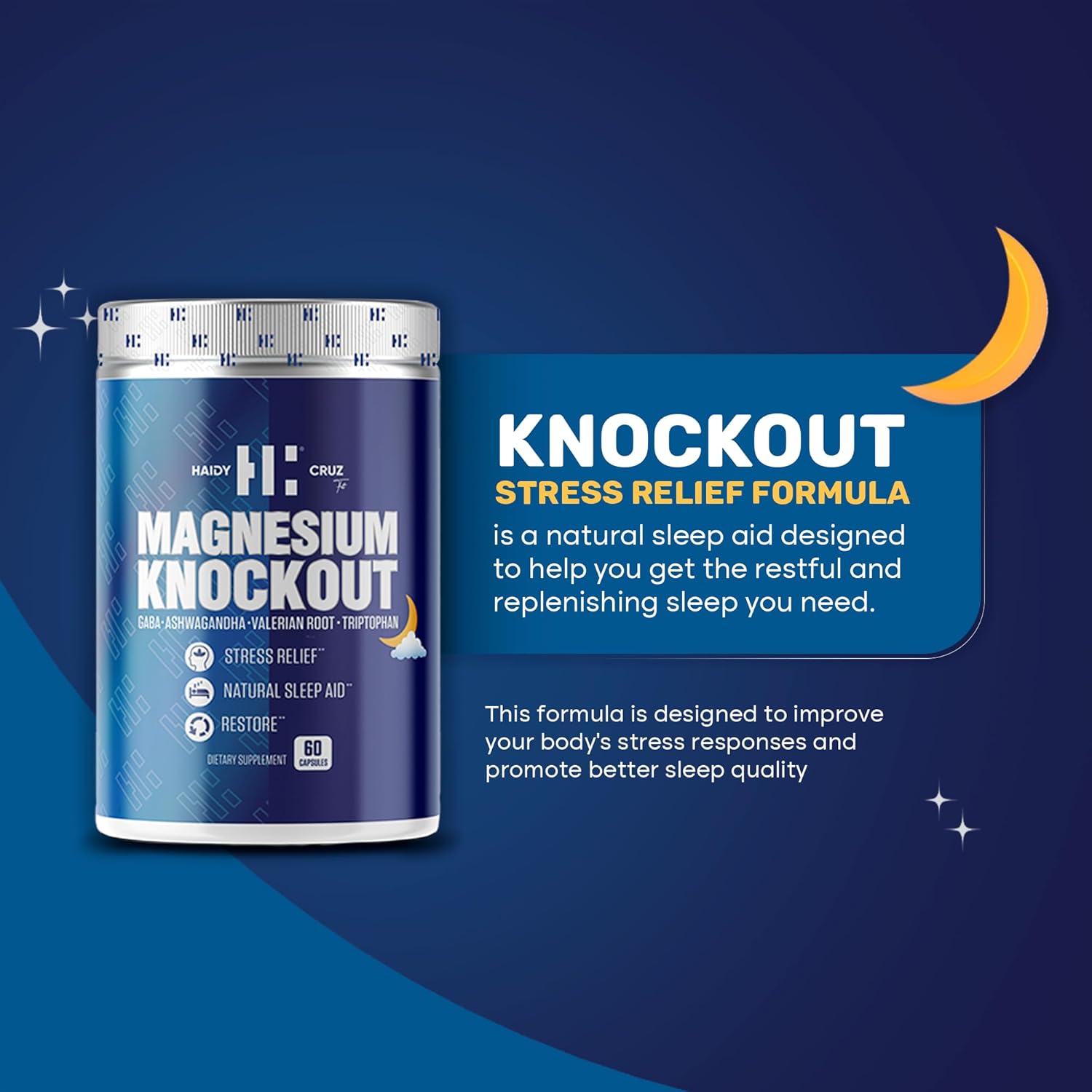 Haidy Cruz Fit Magnesium Citrate Capsules - Natural Sleep Aid & Mood Enhancer with Ashwagandha - Metabolic Support & Immunity Boost