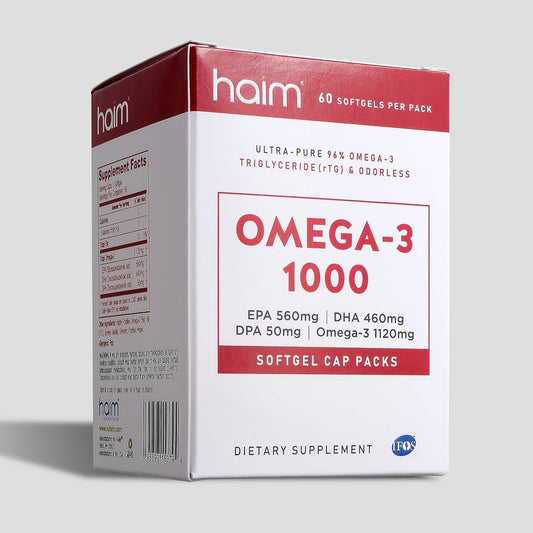 HAIM Omega-3 1000 Softgels - High Potency Fish Oil Supplement