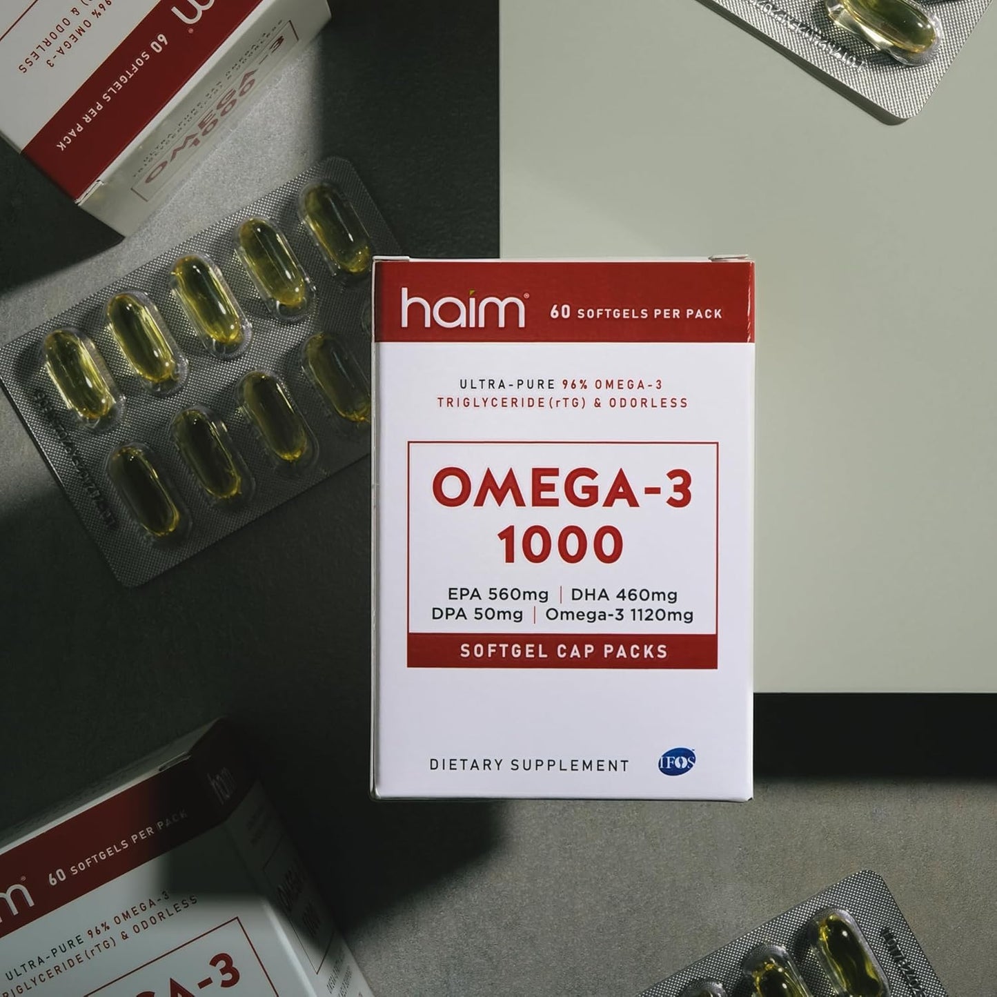 HAIM Omega-3 1000 Softgels - High Potency Fish Oil Supplement