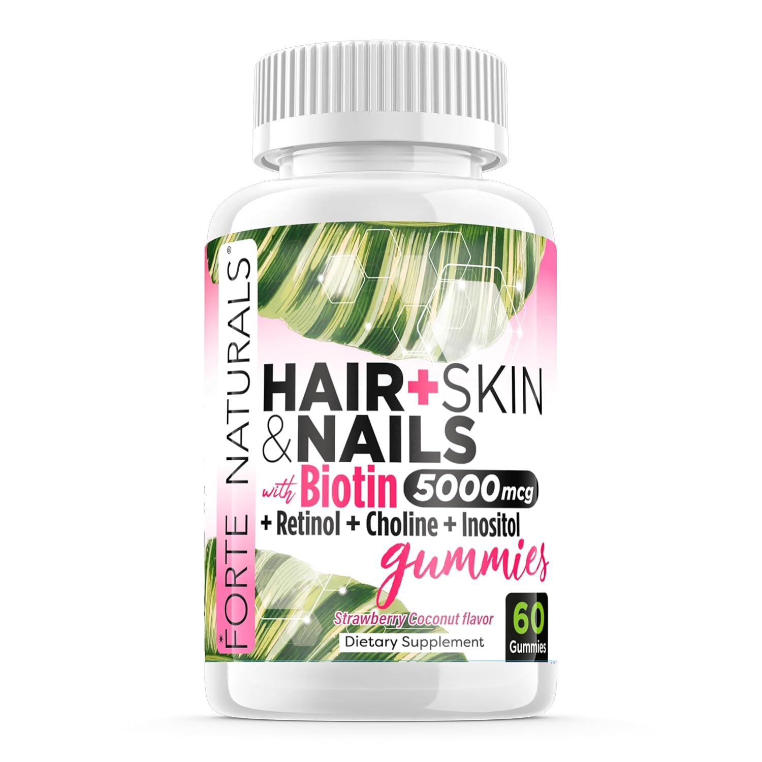 Hair Growth Biotin Gummies for Women - 5000mcg Biotin, USA-Made, Iodine for Nail Health, Choline Inositol Supplements