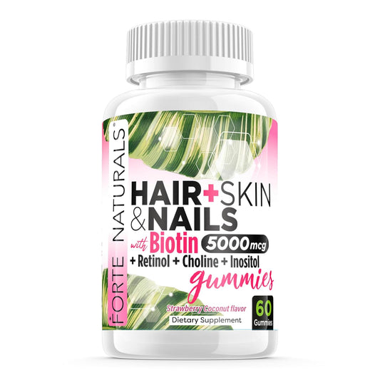 Hair Growth Biotin Gummies for Women - 5000mcg Biotin, USA-Made, Iodine for Nail Health, Choline Inositol Supplements