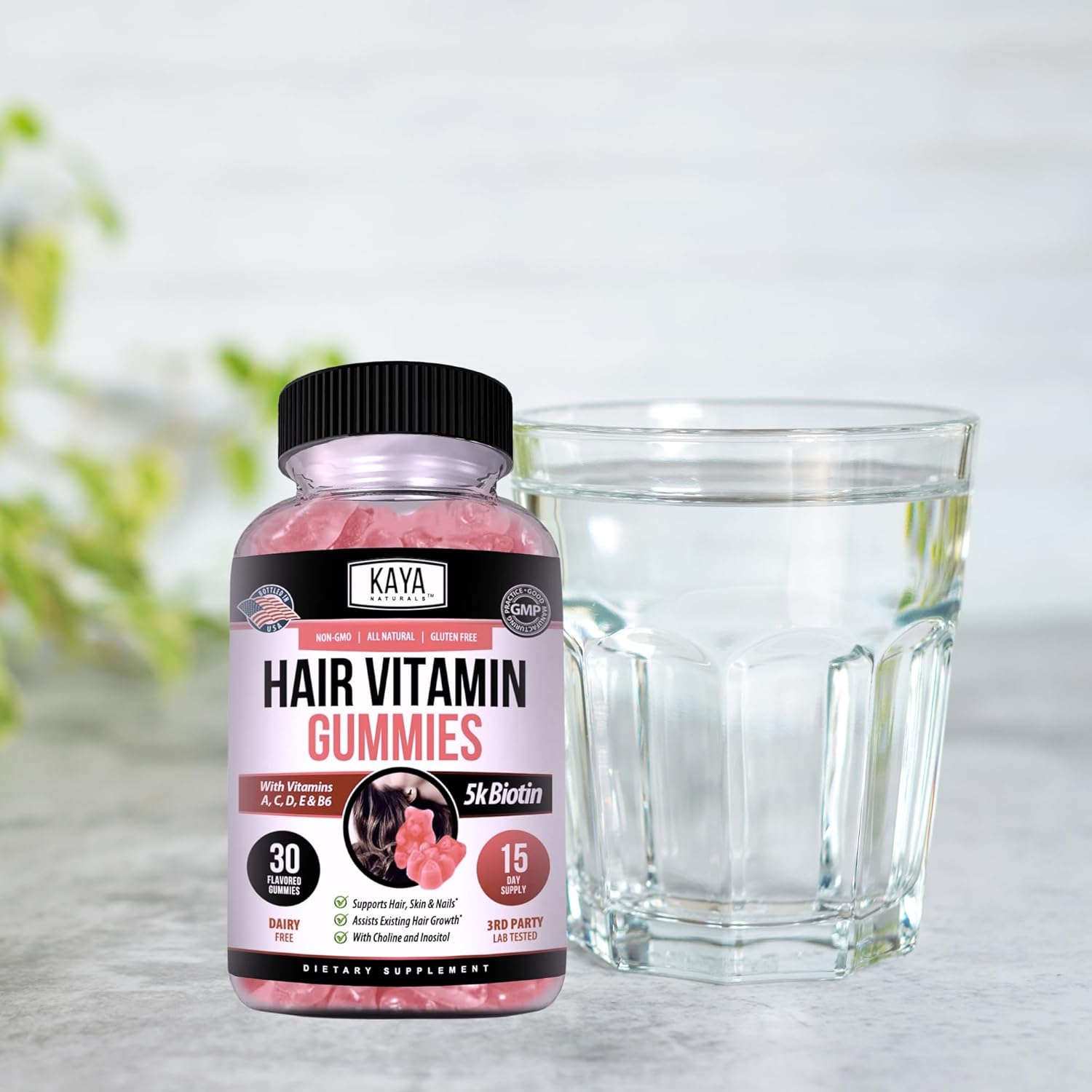 Hair Growth Gummies with Biotin 5000mcg - Beauty Supplement for Healthy Hair, Skin, and Nails - 30 Count - Blueberry Flavor