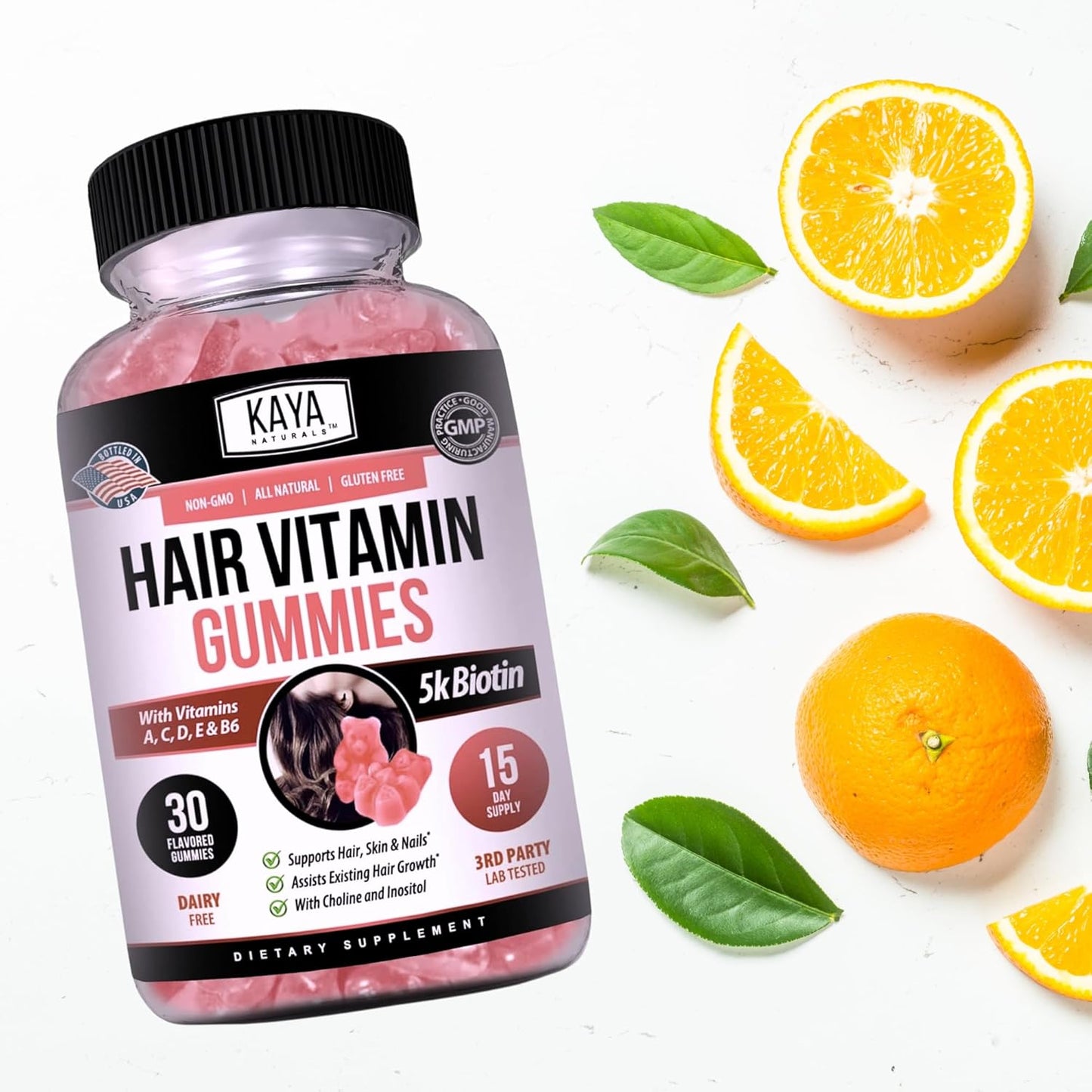 Hair Growth Gummies with Biotin 5000mcg - Beauty Supplement for Healthy Hair, Skin, and Nails - 30 Count - Blueberry Flavor
