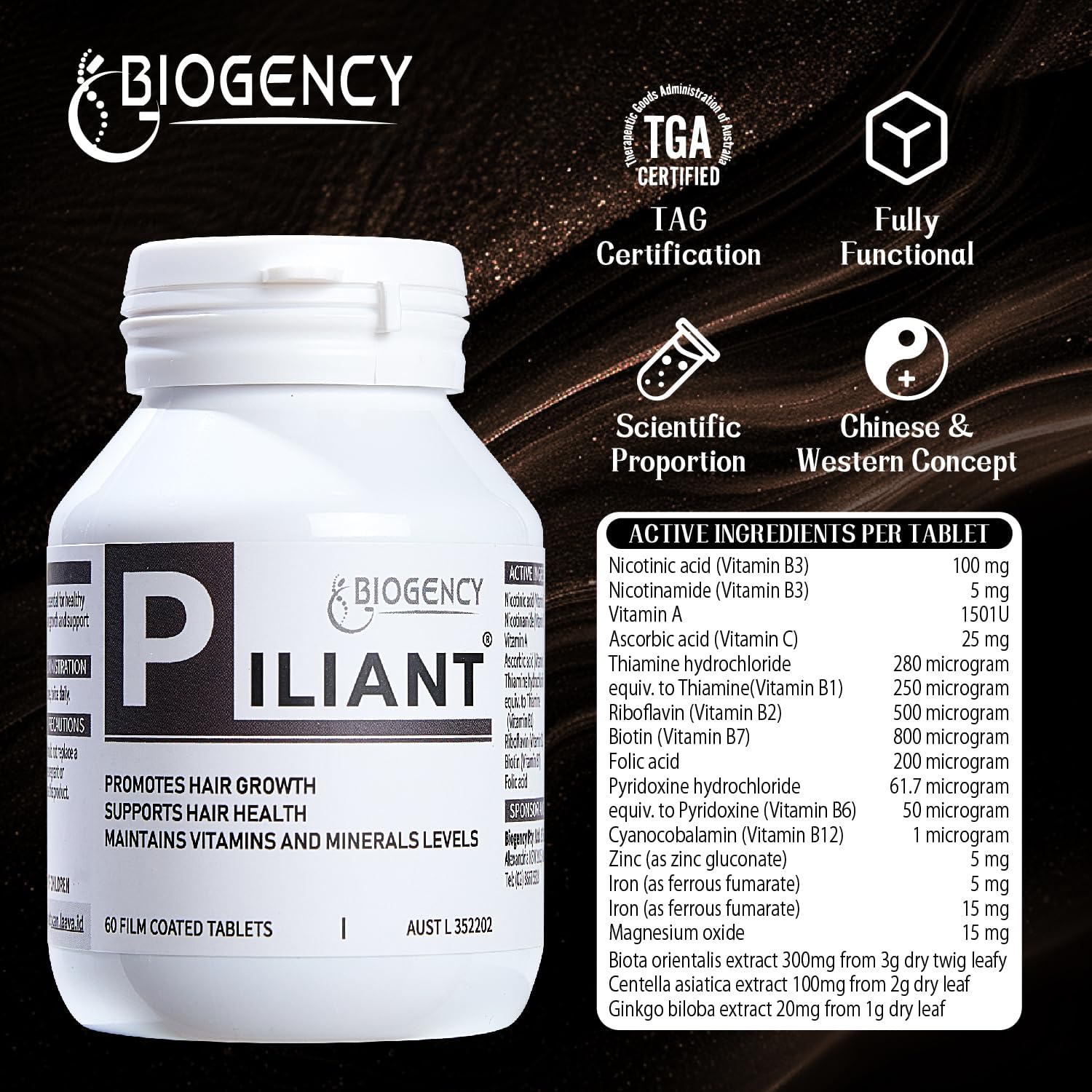 Hair Growth Supplement with NAD+, Folic Acid, and Niacinamide - Promotes Black Hair Growth and Metabolism - 60 Tablets for Men and Women