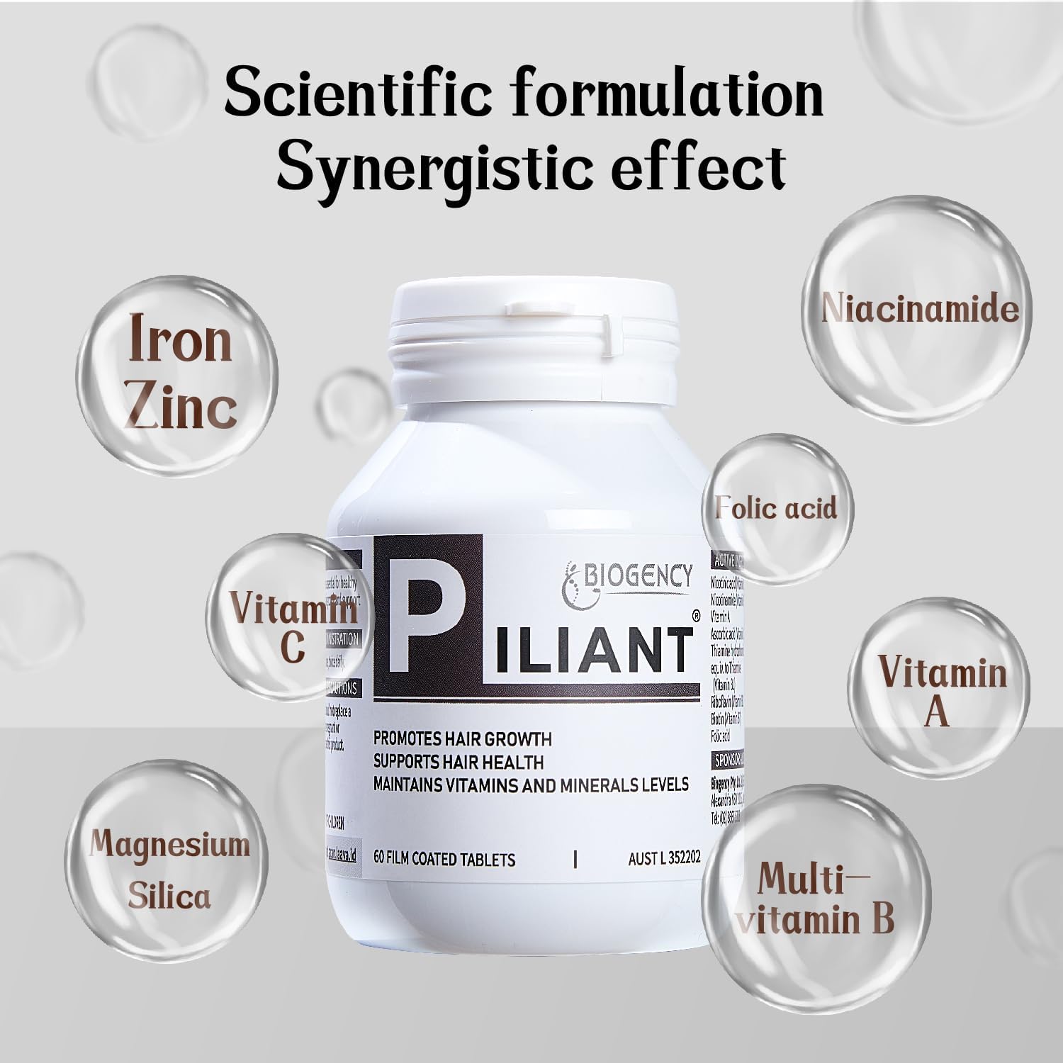 Hair Growth Supplement with NAD+, Folic Acid, and Niacinamide - Promotes Black Hair Growth and Metabolism - 60 Tablets for Men and Women