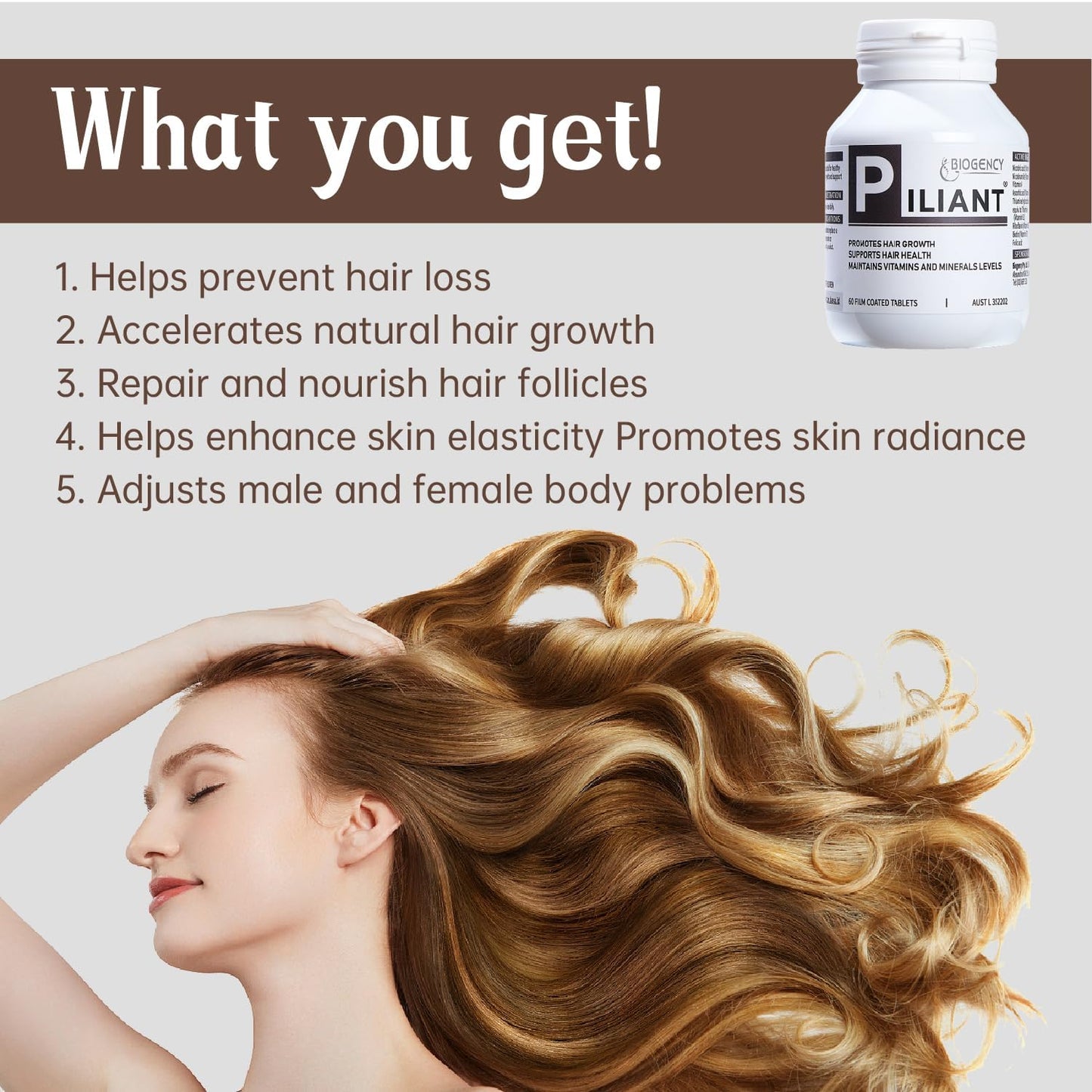 Hair Growth Supplement with NAD+, Folic Acid, and Niacinamide - Promotes Black Hair Growth and Metabolism - 60 Tablets for Men and Women