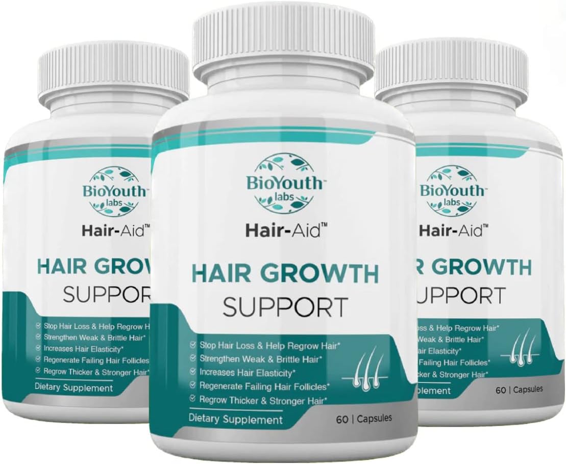 Hair Growth Vitamins Supplement with Vitamin E, Raspberry Ketone, Iron & Saw Palmetto - Promotes Thicker Hair Growth, 180 Capsules for Women & Men
