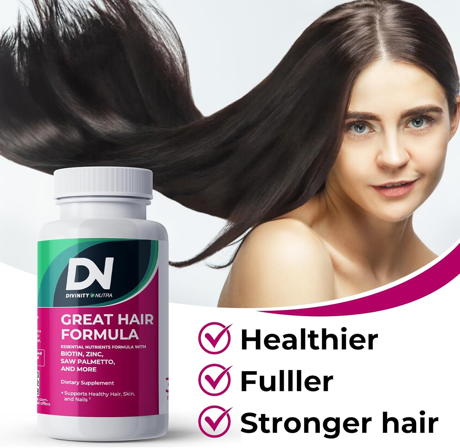 Hair Growth Vitamins with Biotin - Skin, Nail, Hair Supplement - 30 Tablets - USA Made