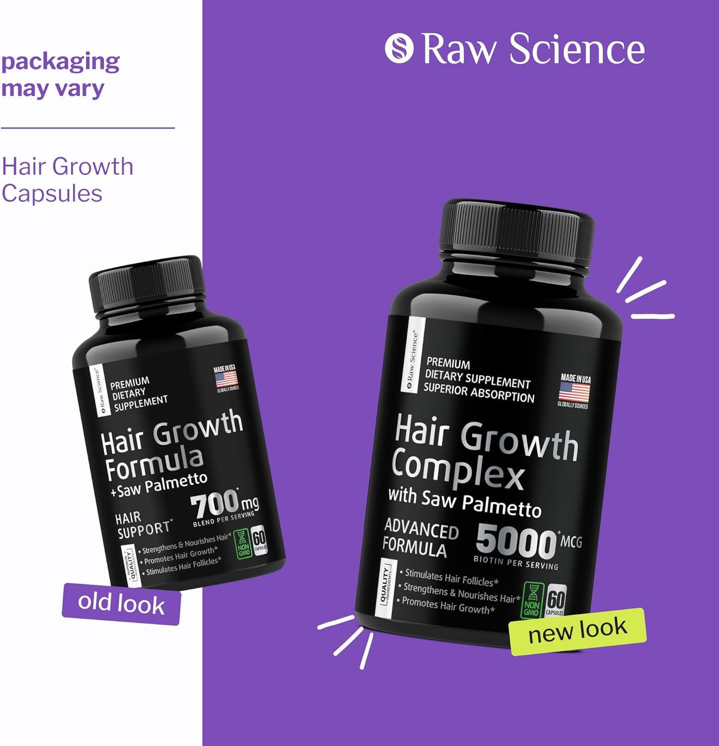 Hair Loss Supplement with Biotin & Saw Palmetto for Men & Women - DHT Blocker for Healthy Hair Growth - Made in USA - Gluten-Free & Vegetarian - 60 Capsules