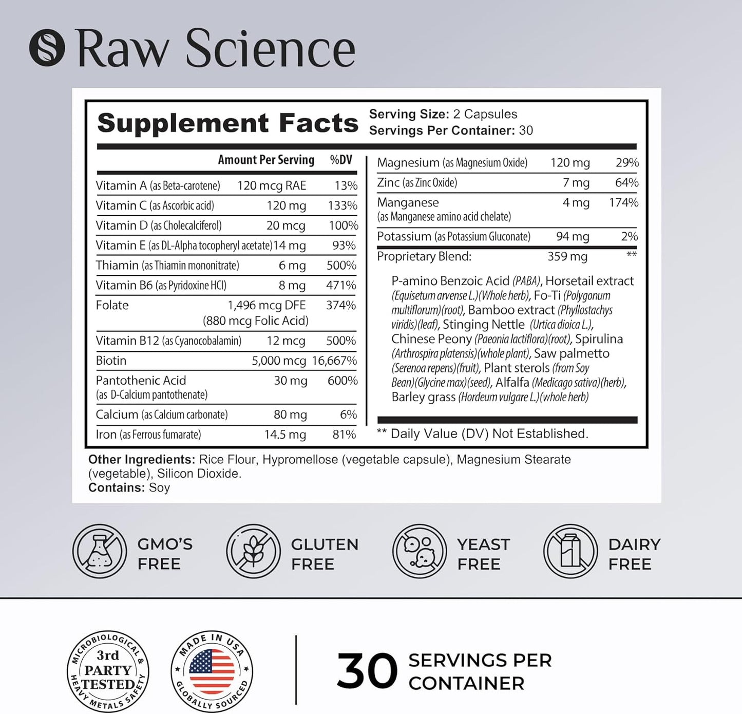 Hair Loss Supplement with Biotin & Saw Palmetto for Men & Women - DHT Blocker for Healthy Hair Growth - Made in USA - Gluten-Free & Vegetarian - 60 Capsules