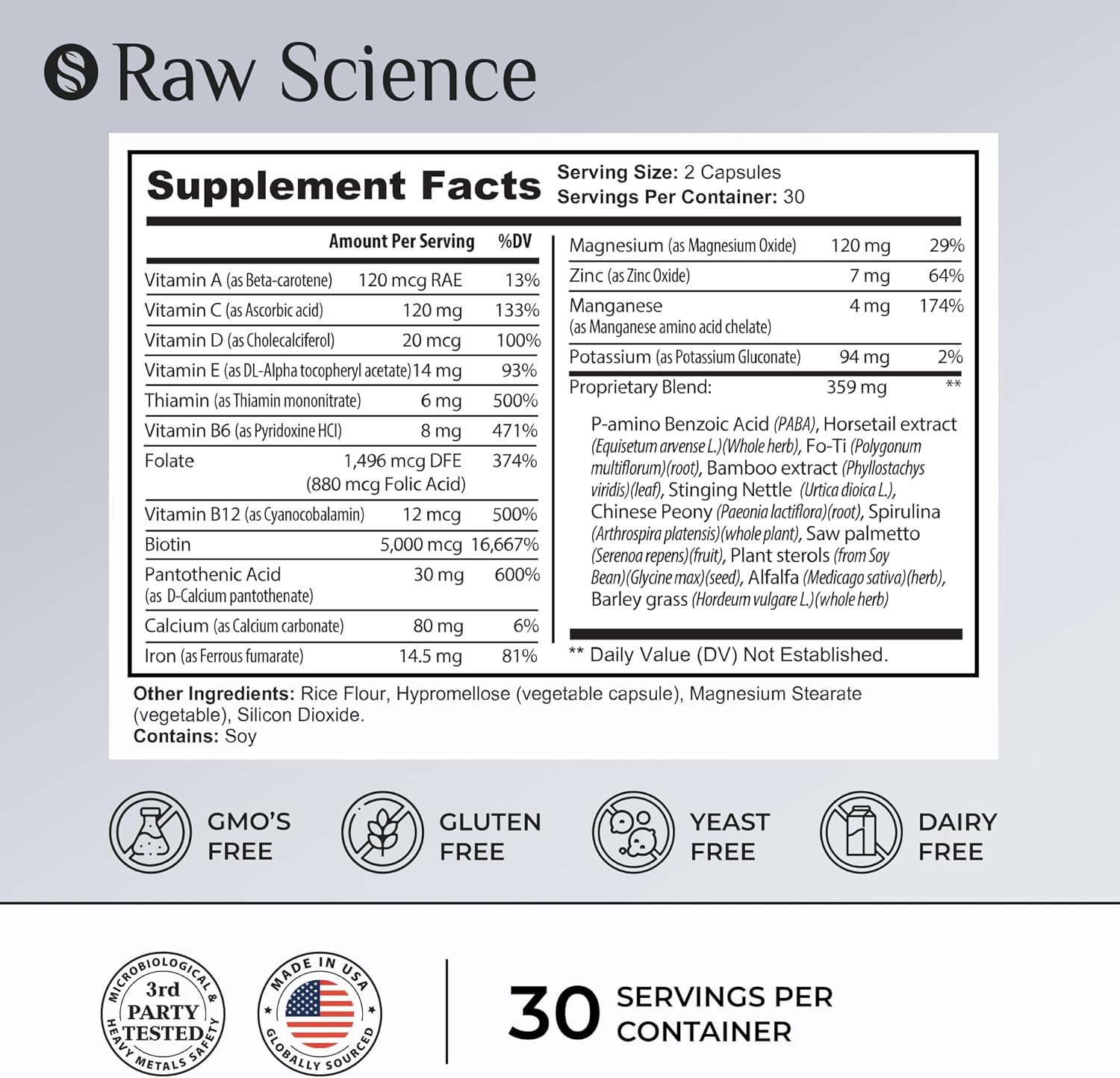 Hair Loss Supplement with Biotin & Saw Palmetto for Men & Women - DHT Blocker for Healthy Hair Growth - Made in USA - Gluten-Free & Vegetarian - 60 Capsules