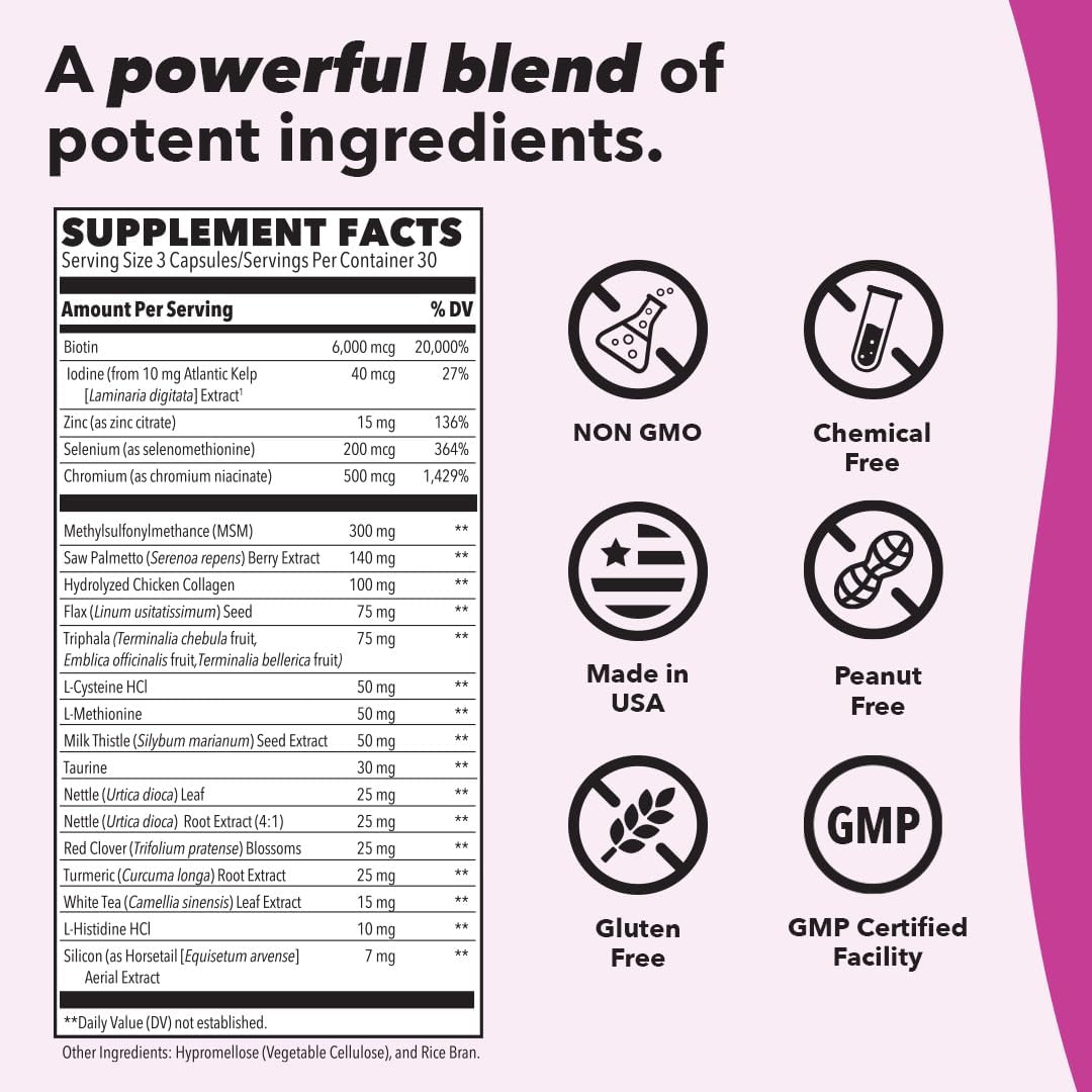 Hair, Nail & Skincare Supplement with Biotin, Collagen, Horsetail, MSM & Turmeric - Supports Healthy Hair, Nails, and Skin - Acne-Fighting - Nail Strengthener - 180 Capsules - BoostGo Australia