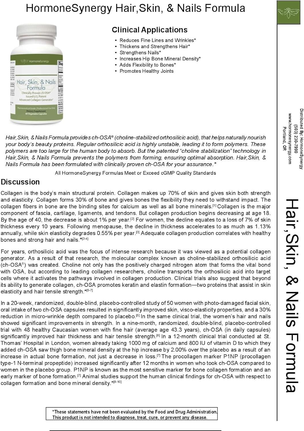 Hair, Skin, and Nails Formula with Clinically Proven Advanced Collagen Generator - 60 Capsules