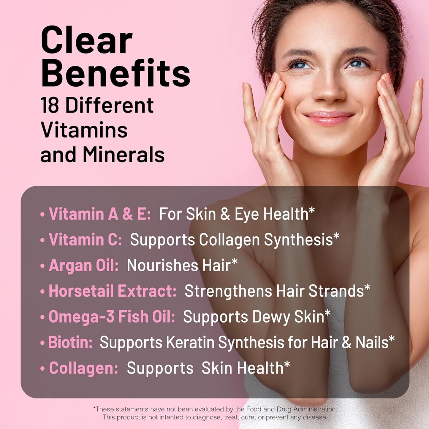Hair Skin and Nails Vitamin with Biotin 5000mcg, Hyaluronic Acid, and Collagen - Women's Formula with Vitamins C, B Complex, D3, A, E, and Iron - Non-GMO, Gluten Free - 540 Softgels[6-Month Supply]