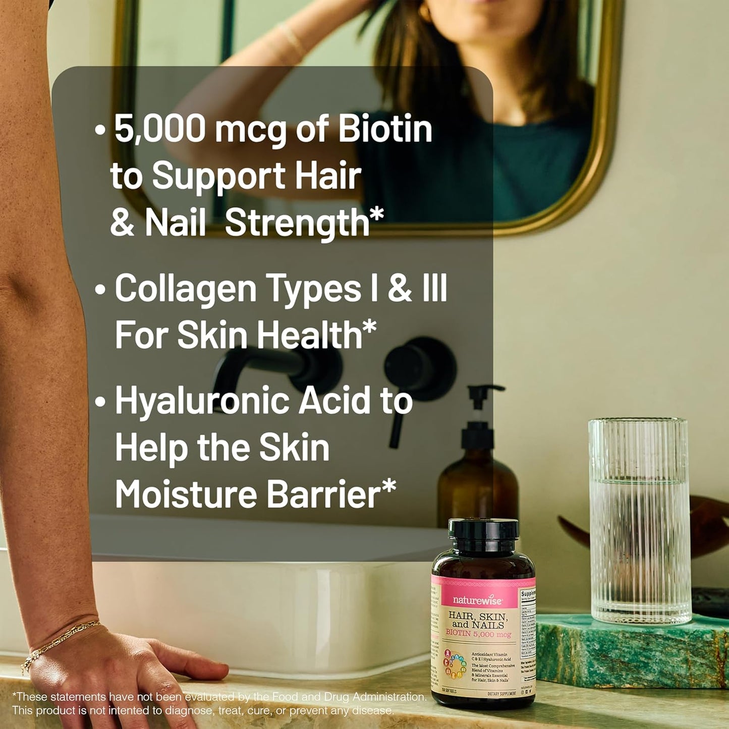 Hair Skin and Nails Vitamin with Biotin 5000mcg, Hyaluronic Acid, and Collagen - Women's Formula with Vitamins C, B Complex, D3, A, E, and Iron - Non-GMO, Gluten Free - 540 Softgels[6-Month Supply]