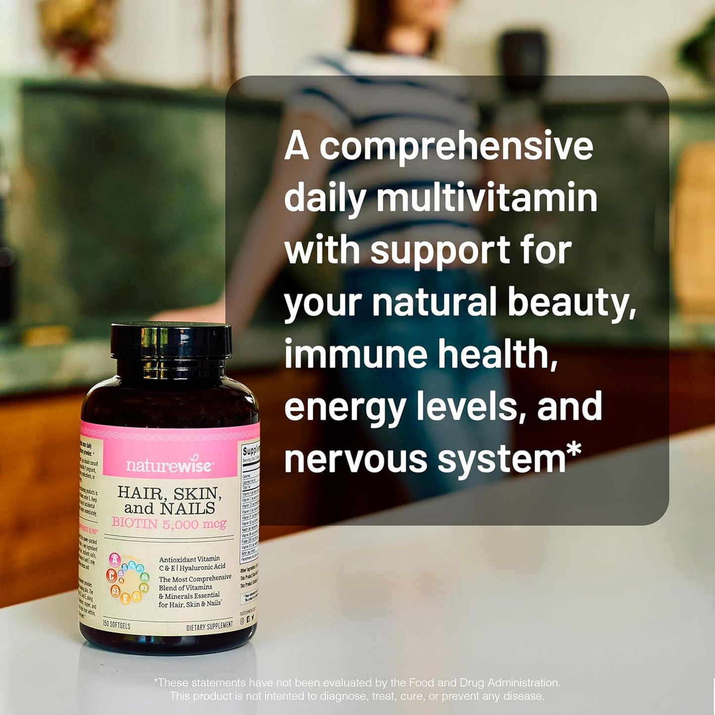 Hair Skin and Nails Vitamin with Biotin 5000mcg, Hyaluronic Acid, and Collagen - Women's Formula with Vitamins C, B Complex, D3, A, E, and Iron - Non-GMO, Gluten Free - 540 Softgels[6-Month Supply]