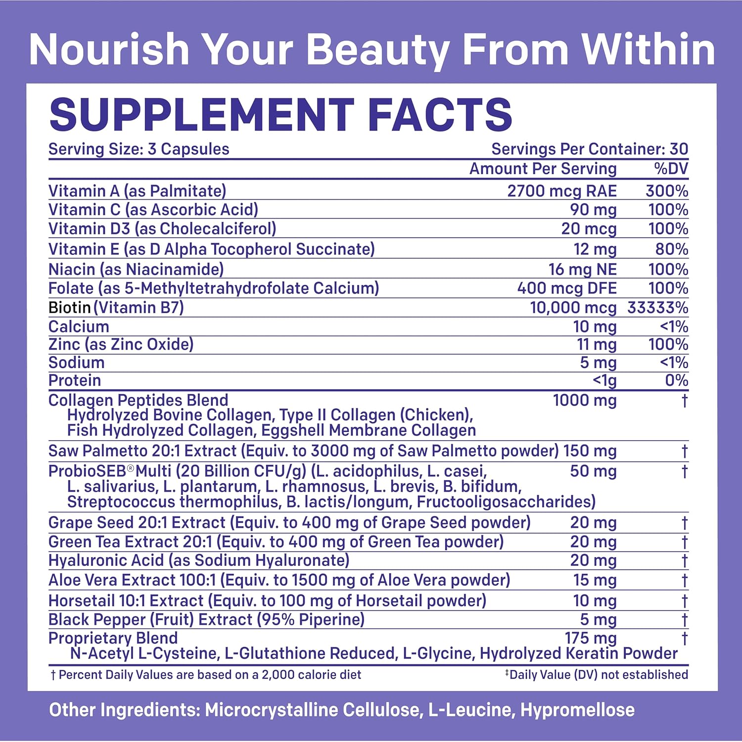 Hair, Skin, and Nails Vitamins with Biotin, Collagen, Probiotics, Saw Palmetto - 27-in-1 Formula for Growth and Health - 90ct - Immune Defense Quercetin with Bromelain - 28-in-1 - 120ct