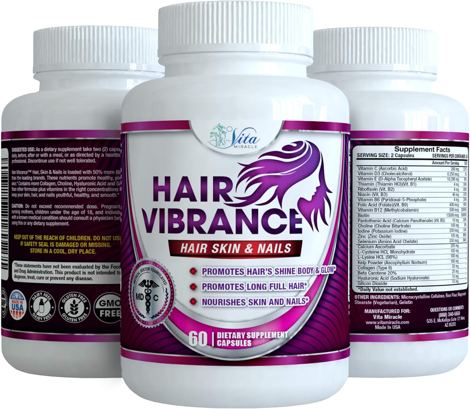 Hair, Skin, and Nails Vitamins with Biotin for Hair Growth - Doctor Formulated with 23 Vitamins for Healthier Hair, Skin, and Nails (3 Pack)