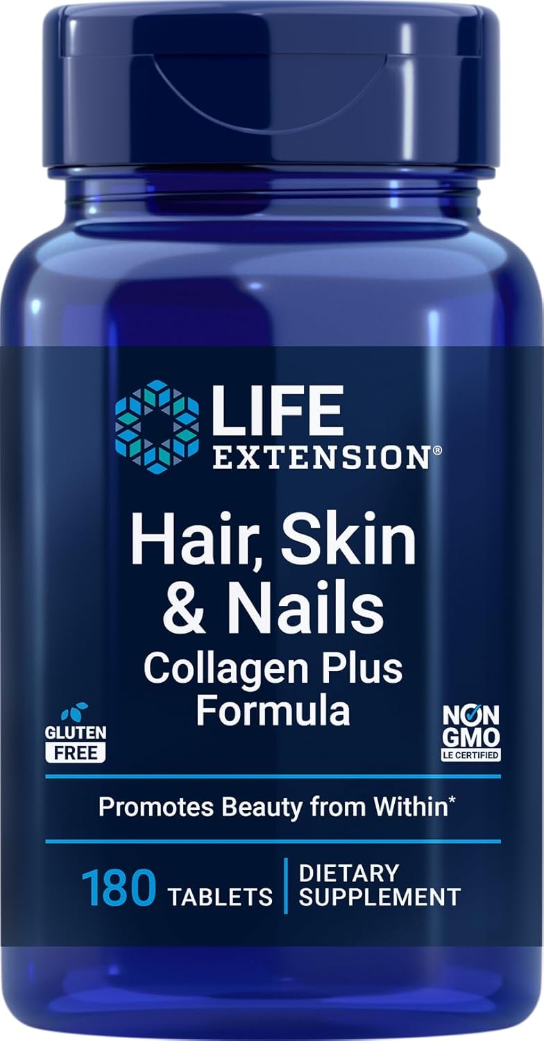 Hair, Skin & Nails Collagen Plus Formula - 180 Tablets for Life Extension