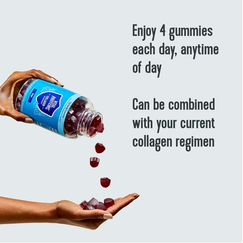 Hair, Skin, Nails & Wrinkles Support Collagen Gummies - 2.5g Clinically-Tested Collagen, 120 ct, 30-Day Supply - Grape Flavor