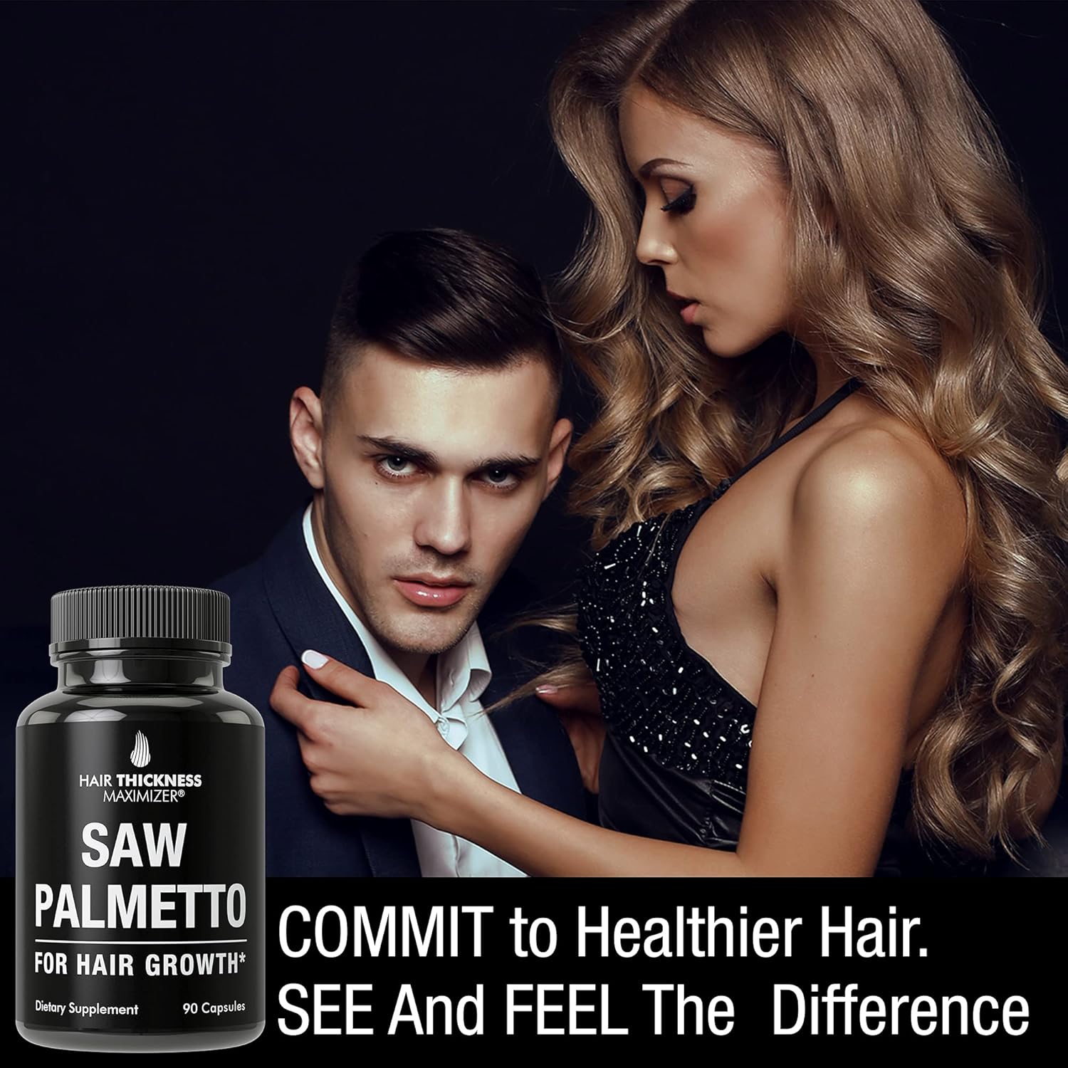 Hair Thickness Maximizer Saw Palmetto Capsules for Thicker Hair Growth & Less Shedding - DHT Blocker Supplement for Women & Men - 1200mg Serving Size
