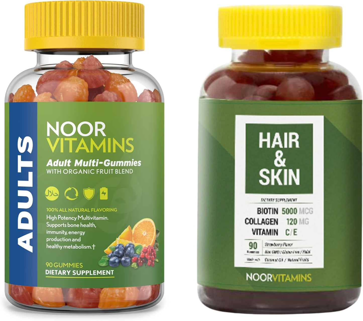 Halal Adult Gummy Vitamins Bundle - 2 Bottle Value Pack from Noor Vitamins