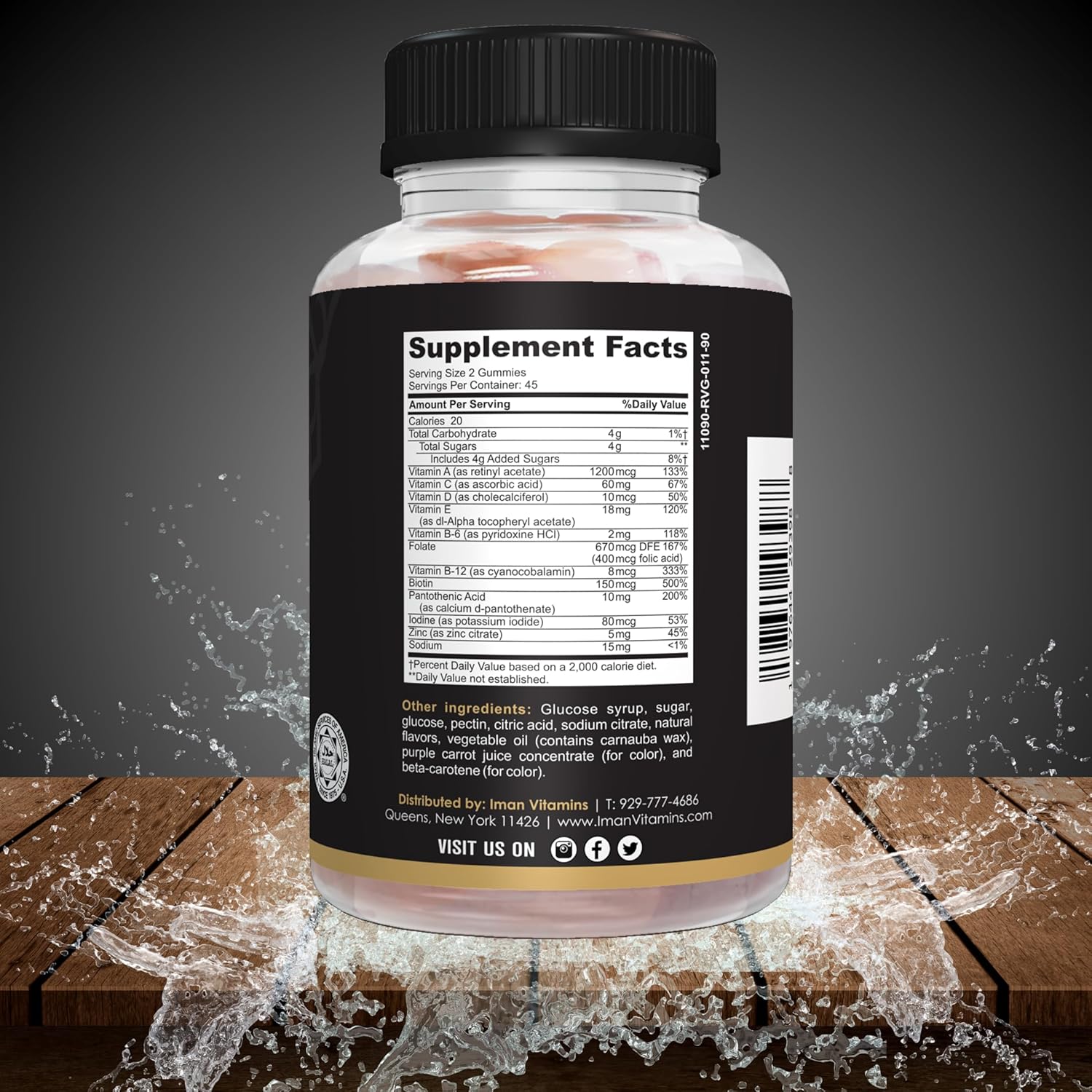 Halal Adult Multivitamin Gummies with Natural Immune Boost - 90 Count, Vegetarian & Non-GMO - Gluten, Gelatin, Peanut & Dairy-Free