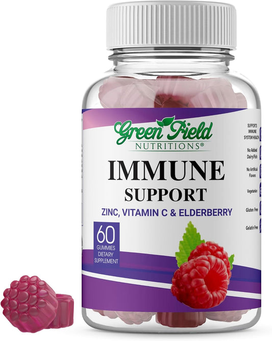 Halal Elderberry Gummies for Adults - Immune Support with Halal Zinc and Vitamin C - 60 Mixed Berry Gummies by Greenfield Nutritions