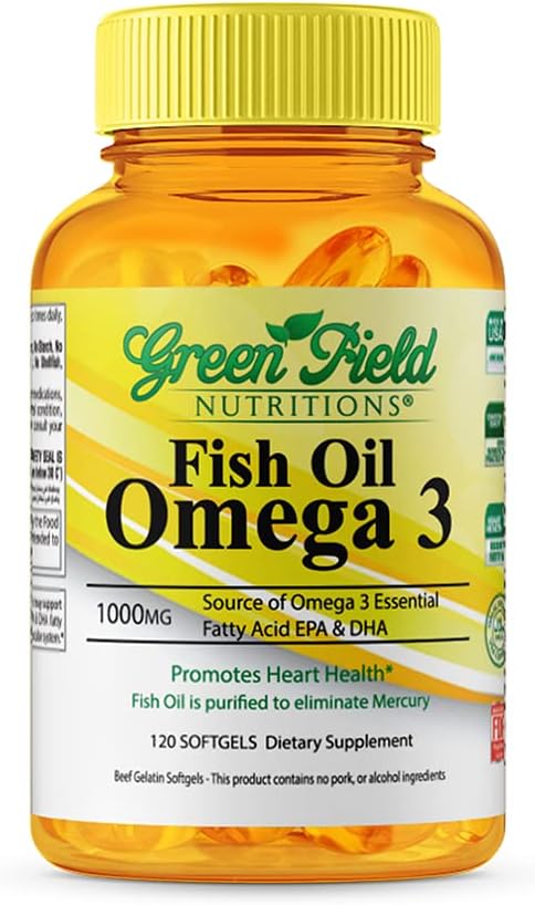 Halal Fish Oil Capsules 1000mg with Omega 3 - Small Wild Peruvian Fish Oil - 120 Pills for Brain & Heart Health