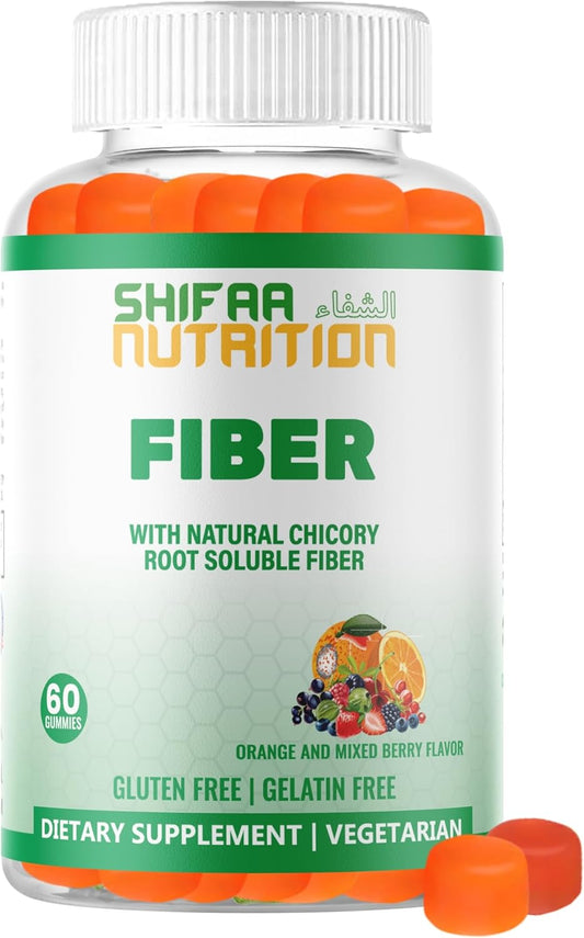 Halal & Gluten Free Fiber Gummies for Kids & Adults | 3g per Serving, 60 Gummies | Boosts Digestive Health & Immunity with Vegan Prebiotic | Non-GMO & Gelatin-Free