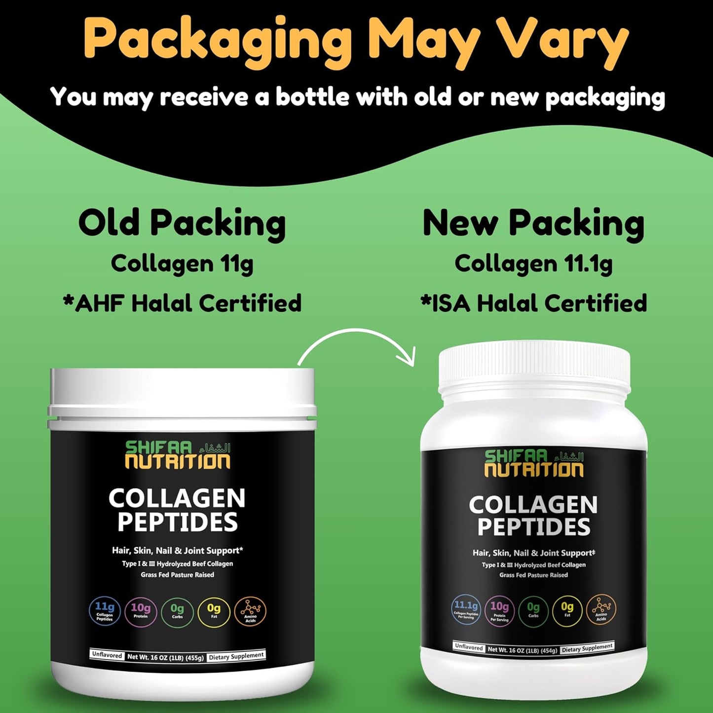 Halal & Grass Fed Collagen Peptides Powder 1 lb - Hydrolyzed Type I & III for Hair, Skin, Nails, Joints - Keto & Paleo Friendly - Unflavored, Sugar & Gluten Free