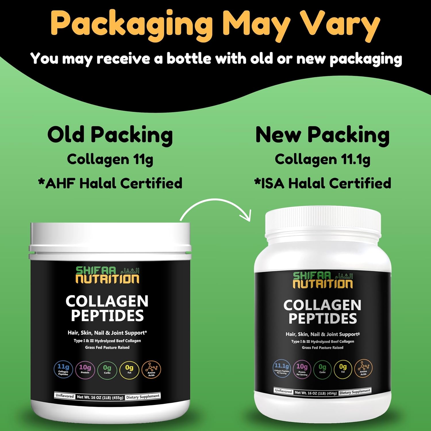 Halal & Grass Fed Collagen Peptides Powder 1 lb - Hydrolyzed Type I & III for Hair, Skin, Nails, Joints - Keto & Paleo Friendly - Unflavored, Sugar & Gluten Free